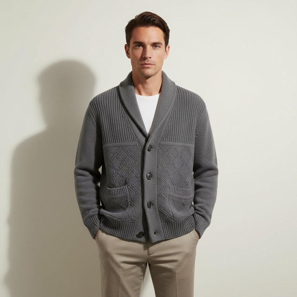 Kardigan Męski z Kołnierzem Szalowym – Elegancki i Wygodny