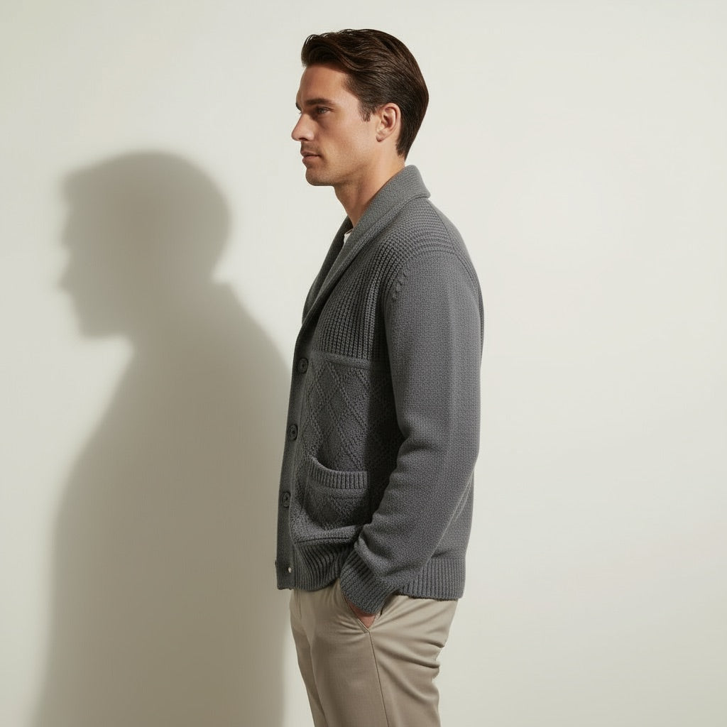 Kardigan Męski z Kołnierzem Szalowym – Elegancki i Wygodny